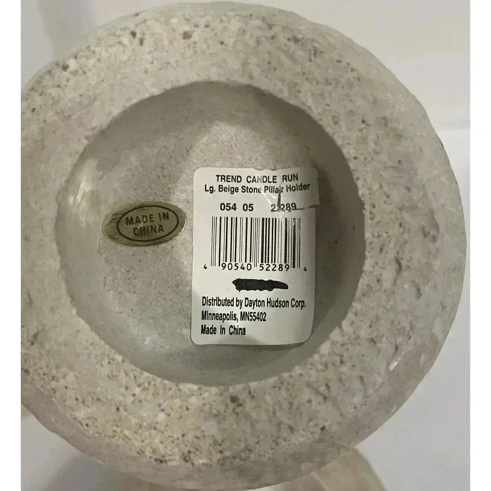 Stone Pillar Candle‎ Holder 9.5”Candle Up To 1.5” Medium Beige￼ Trend Candle Run